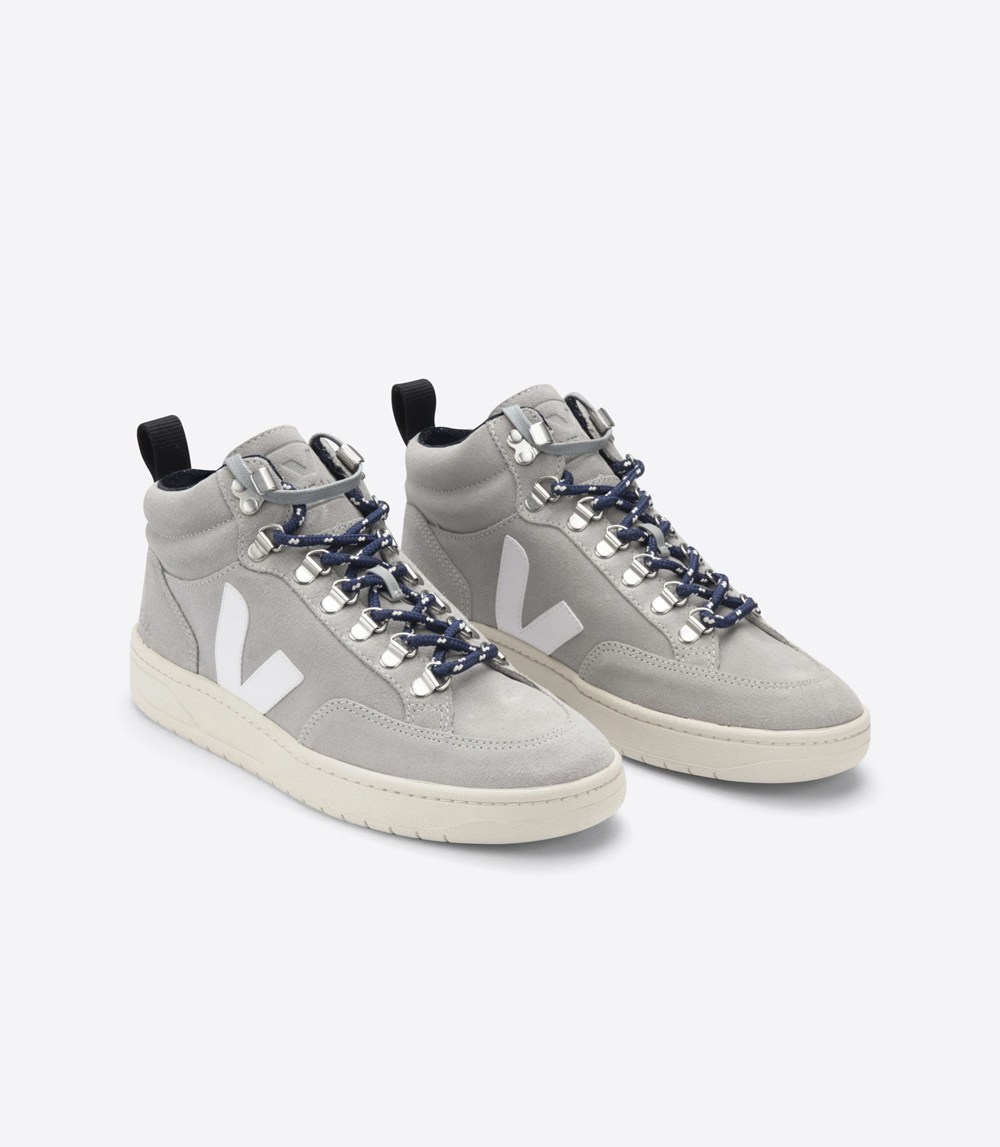 Veja Sneakers Barbati - Roraima Suede - Gri/Albi - 4895712-DP